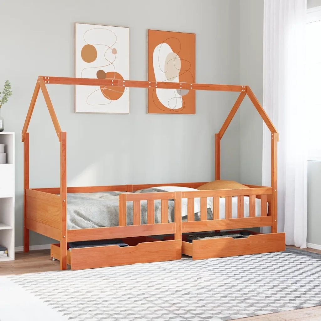 vidaXL Giroletto Bambini con Cassetti 90x200 cm Legno Massello di Pino
