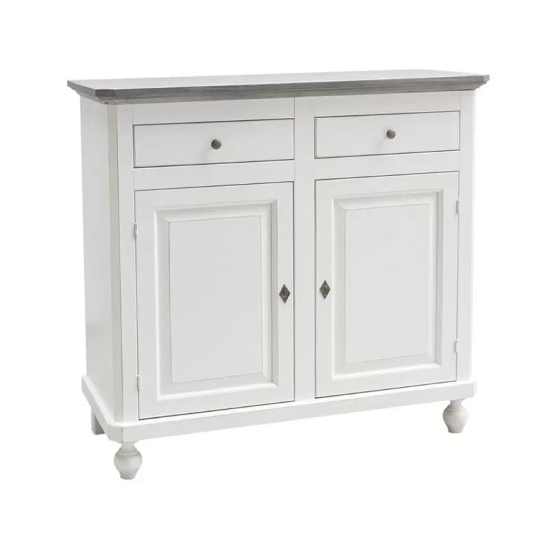 Madia credenza shabby chic bianco/grigio in legno 2 porte 104x43x98 - Mobili 2G