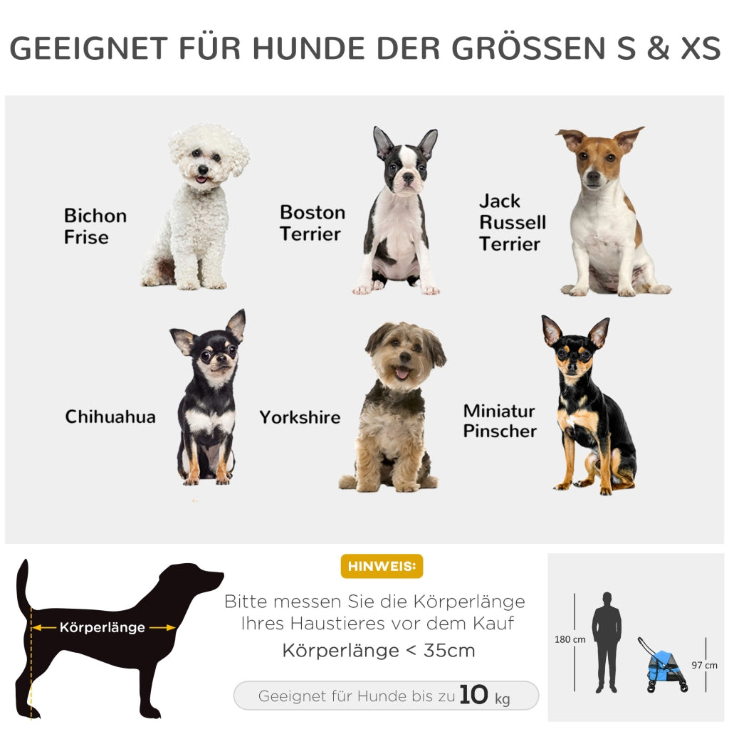Carrello per Cani ¨C zephmum ¨C Blu/Nero 82x47x97 cm