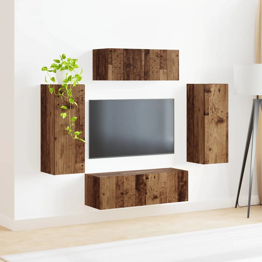 Set mobile TV 4 pcs Legno vecchio Legno multistrato