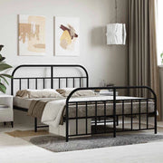 Giroletto con Testiera e Pediera Metallo Nero 140x200 cmcod mxl 79426