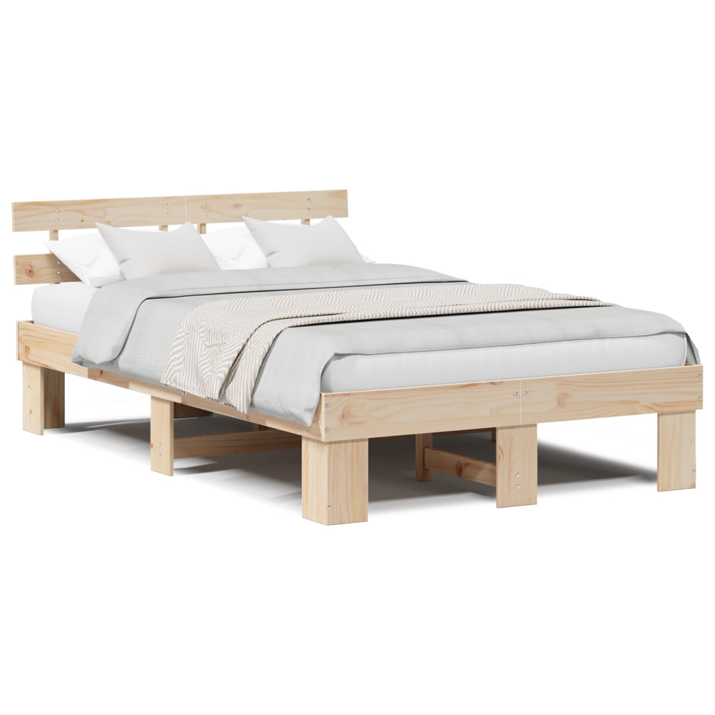 Struttura Letto con Testiera 120x200 cm Legno Massello di Pino