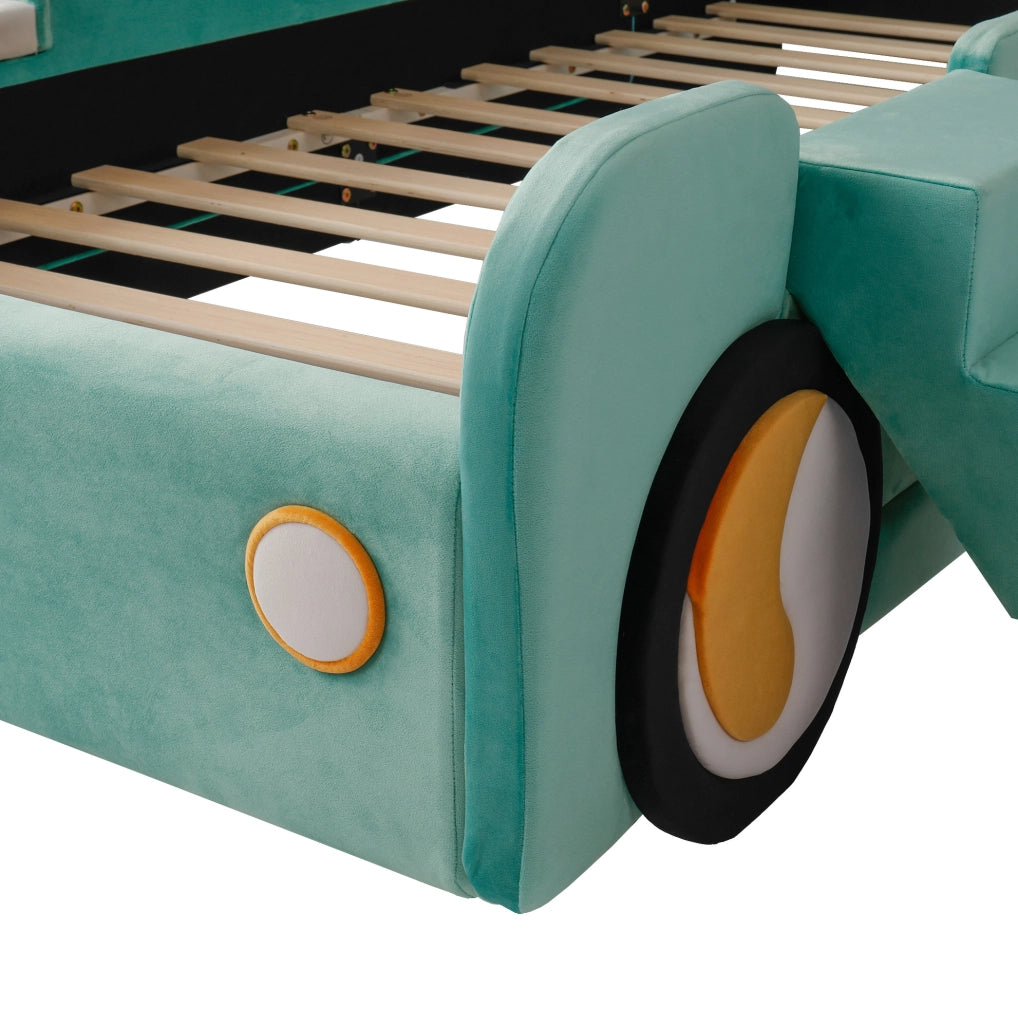 Letto per bambini a forma di auto con scivolo e scala 90x200 cm