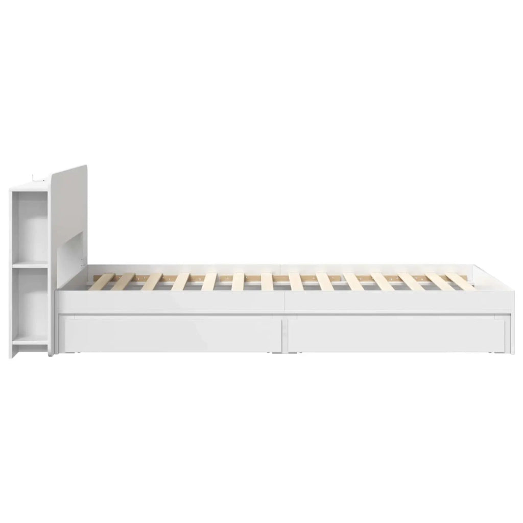 Telaio del letto con storage con cassetto Bianco 75 x 190 cm