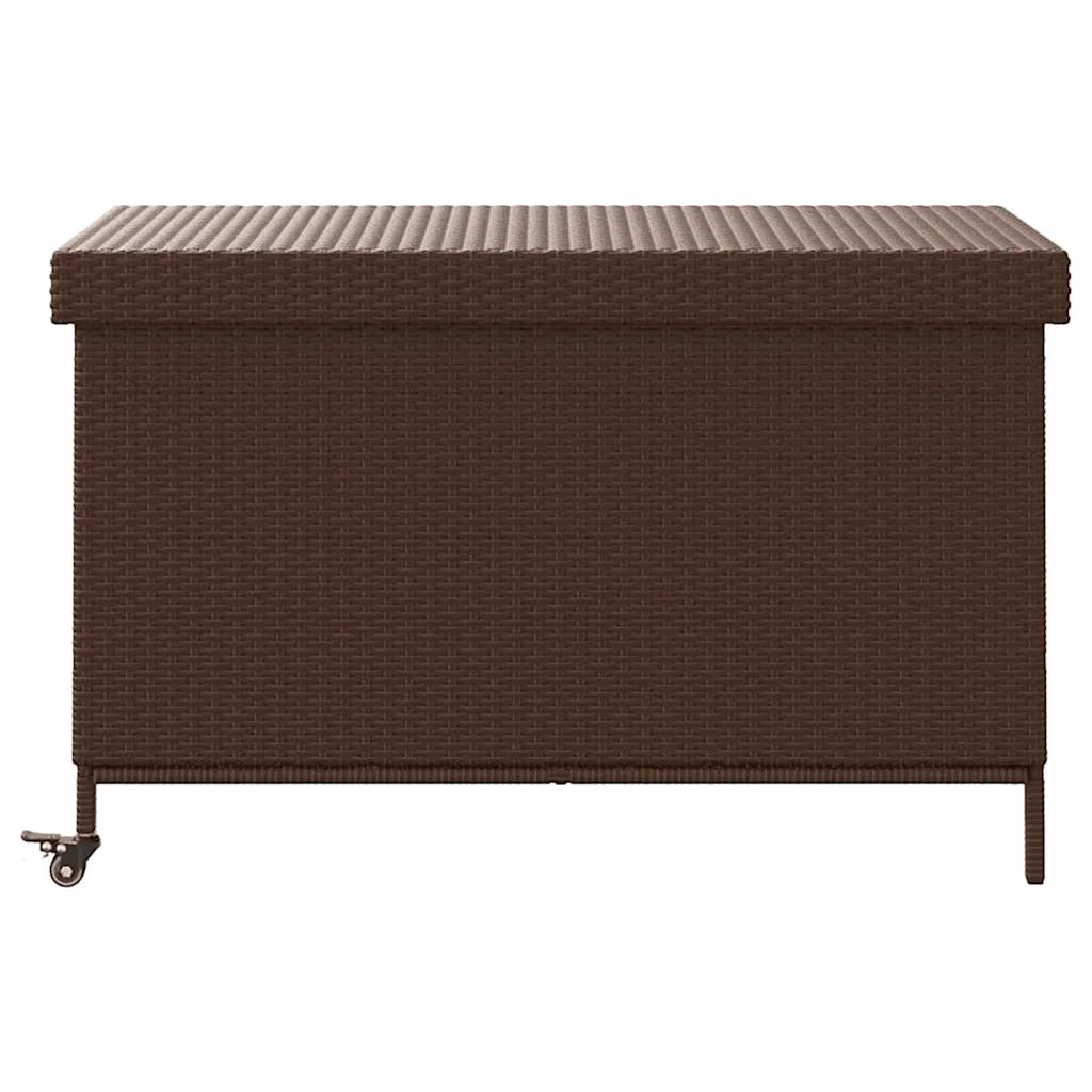 Contenitore da Giardino con Ruote Marrone Polyrattan