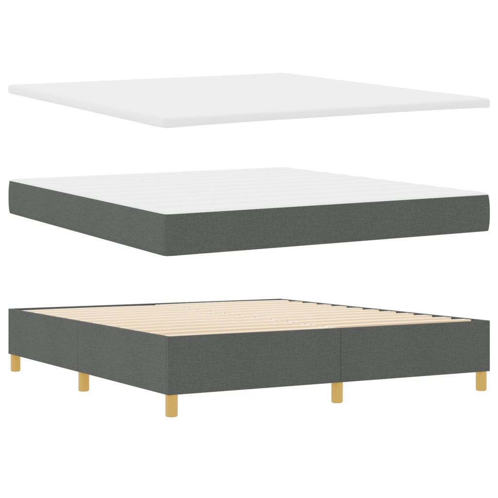 Letto Box Spring con Materasso e LED Grigio Scuro 180x200 cm Tessuto