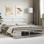 Giroletto con Testiera-Struttura Letto con testiera Metallo Bianco 200x200 cm 577546