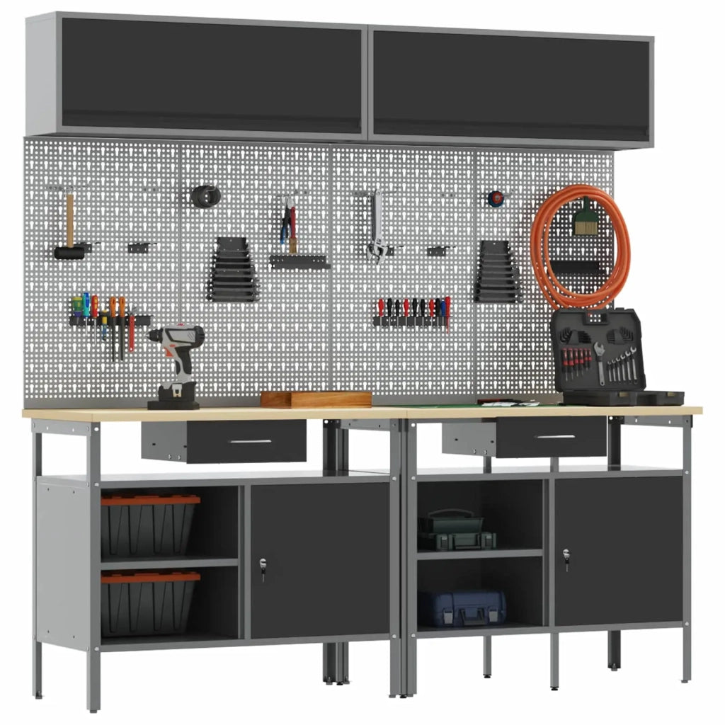 Set banco da lavoro con cassetto con blocco 8 pcs Nero e Grigio 3321498