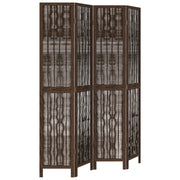 Divisorio Ambienti 4 Pannelli-Set di 4 pannelli Paravento Marrone Scuro Massello Paulownia