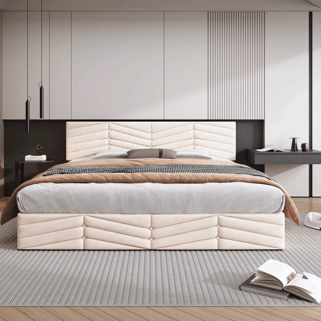 Letto Contenitore 180×200 cm; Matrimoniale con Testiera Regolabile; Vano Idraulico; senza Materasso
