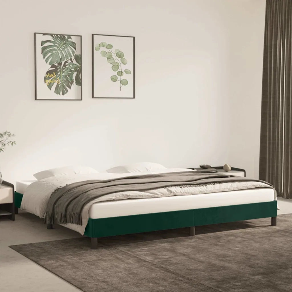 Letto matrimoniale | Letto per adulti | Giroletto senza Materasso Verde Scuro 200x200 cm in Velluto