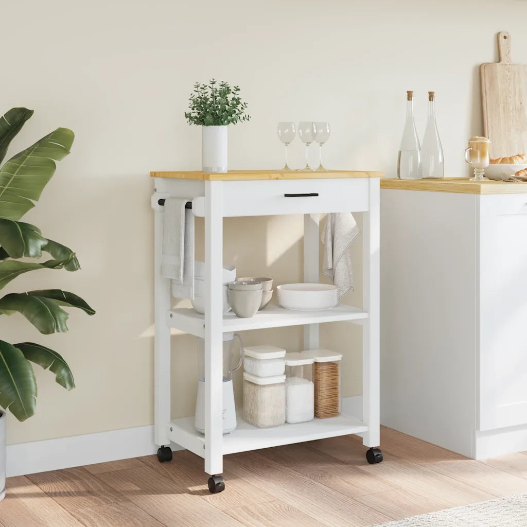 Carrello da Cucina MONZA 60x40x88,5 cm in Legno Massello di Pino 376096