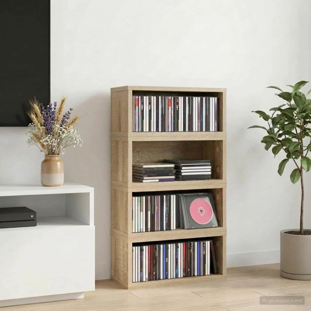 Rack per Stoccaggio CD 4 pz Rovere Sonoma 40 x 17 x 17 cm 8012714
