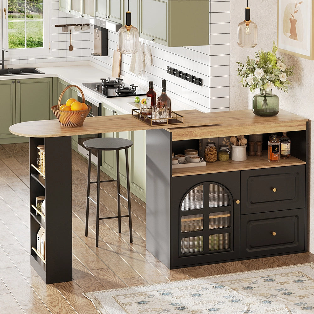 Credenza girevole - Xylo - 360° 2 cassetti/vetro nero