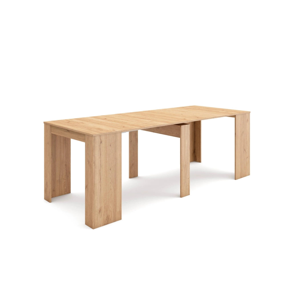Consolle allungabile, 220x90x77cm, Per 10 persone, Tavolo da pranzo, colore Rovere RF2640