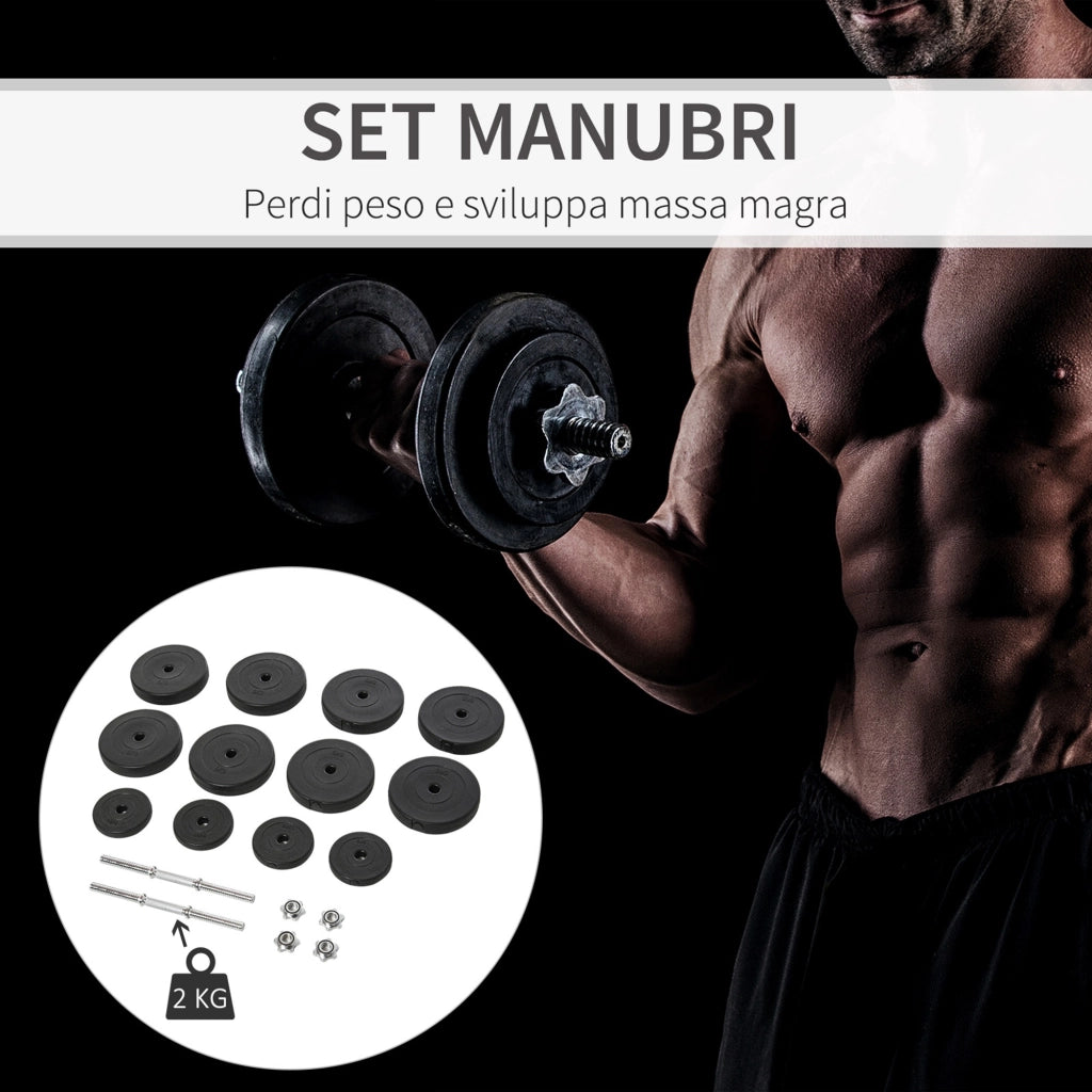 EasyComfort Set Manubri Palestra 50kg (8x5kg, 4x1.5kg), Pesi Palestra con 12 Dischi da 1.5kg, 5kg, Փ25mm, per Allenamento a Casa