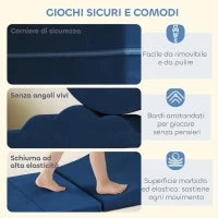 Set 7 Blocchi di Costruzioni Morbide per Bambini Fino a 3 Anni, Rivestimento in Velluto, Blu