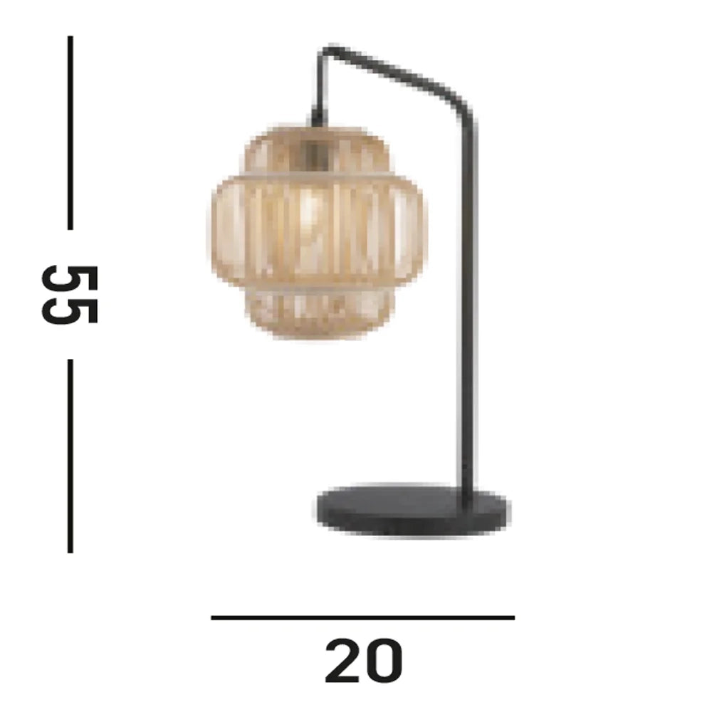 Lampada Da Scrivania Contemporanea Giava Acciaio Nero Legno 1 Luce E27