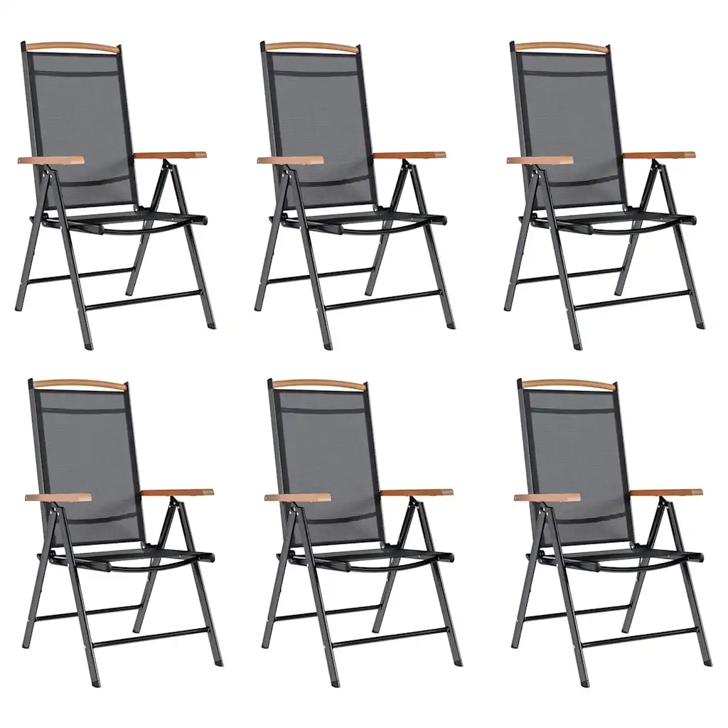 Sedie da Giardino Pieghevoli 6 pz in Textilene Nere cod mxl 5748