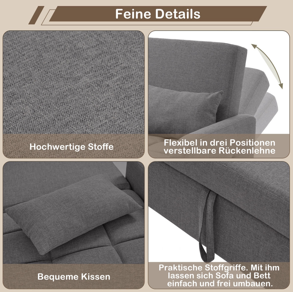 Divano letto pieghevole grigio antico 127x180 cm
