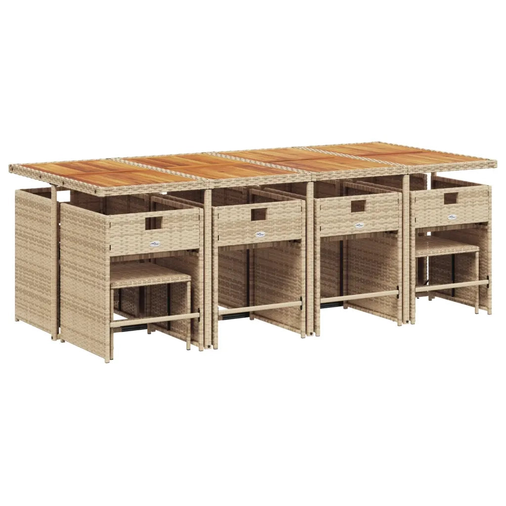 Set da Pranzo da Giardino 13 pz con Cuscini Beige in Polyrattan 3277935