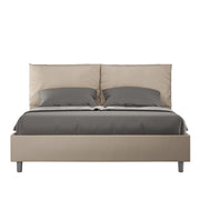 BS COM Letto matrimoniale contenitore doppia alzata imbottito 160x200 similpelle tortora