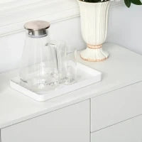 Credenza con 2 Cassetti, Apertura a Spinta, 117 cm x 36 cm x 74 cm, Bianco