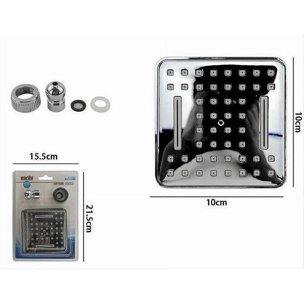 Trade Shop - Soffione Doccia Quadrato 10 Cm Ugelli Fori Bagno Miscelatore Con Attacchi 69285 -