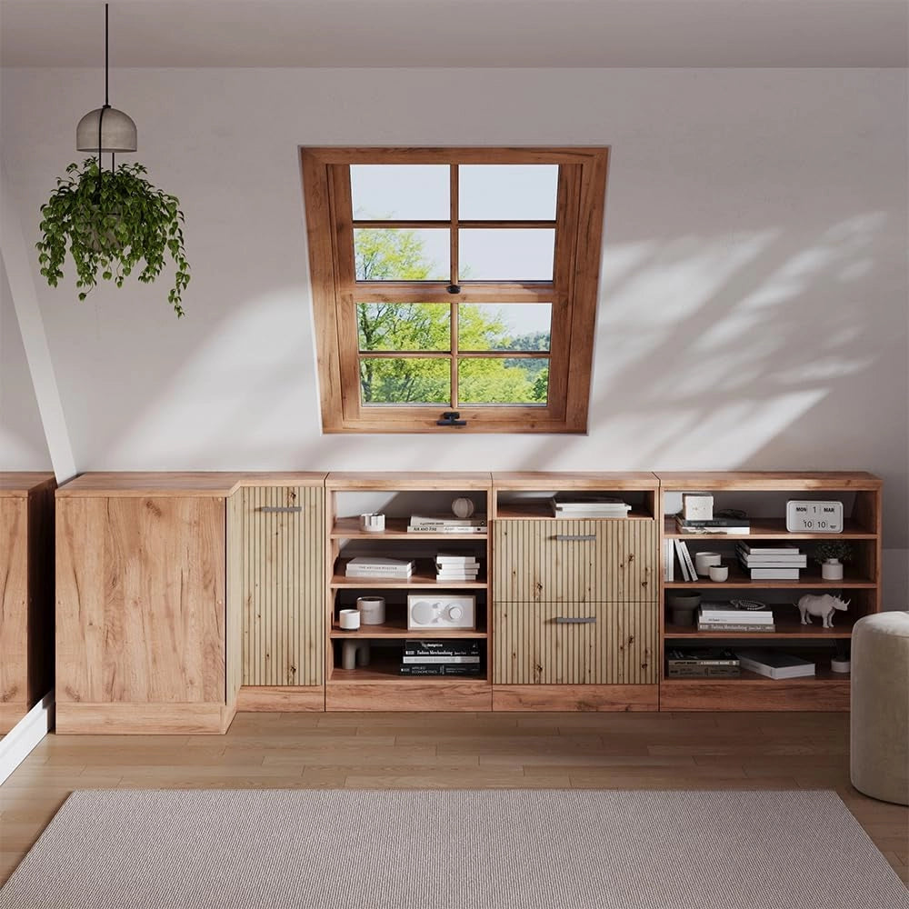 Mobile sottotetto Mobile angolare Rion, Rovere artigianale, 75.6 x 81.6 cm con 1 porta, carcassa dell’armadio profondità 60 cm, adatto per il salvaspazio sotto tetti spioventi