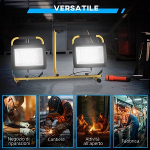 Faretti LED da Esterno IP65 75x62x170 cm da 6500K con Treppiede Staccabile Giallo e Nero