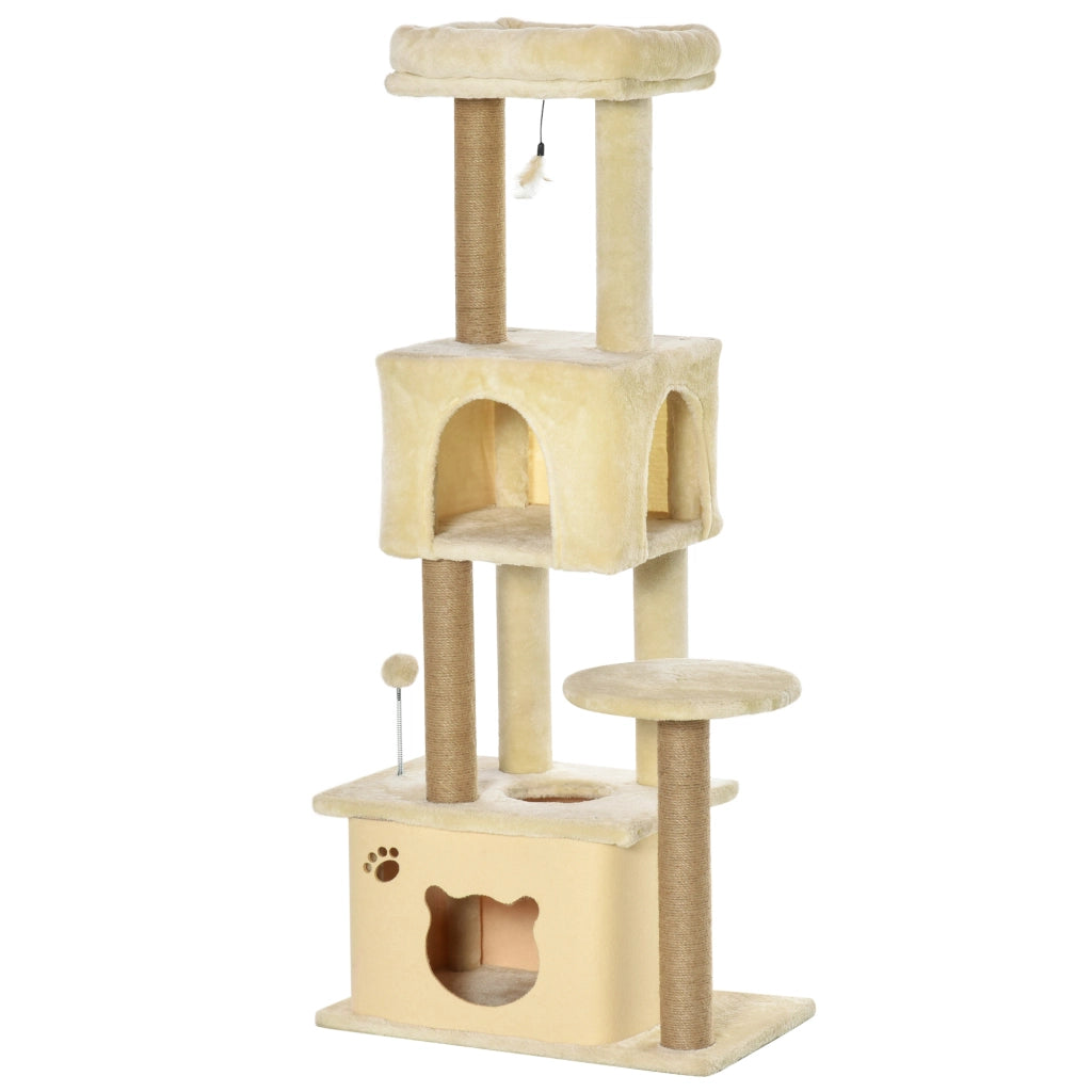 Tiragraffi per Gatti con Cuccia e Lettino ¨C Zephmum ¨C Beige 136 cm