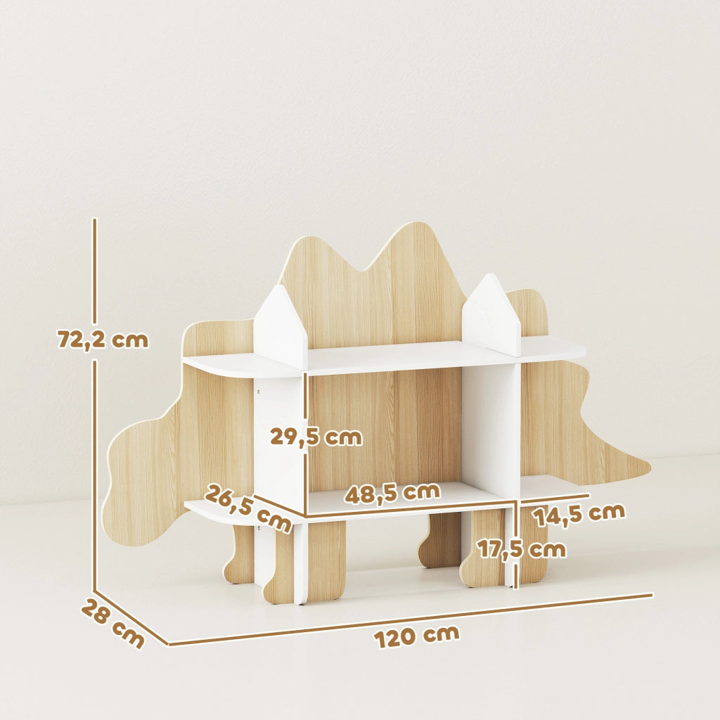 Libreria per bambini con 6 scomparti ¨C zephmum ¨C legno naturale 120x28x72cm