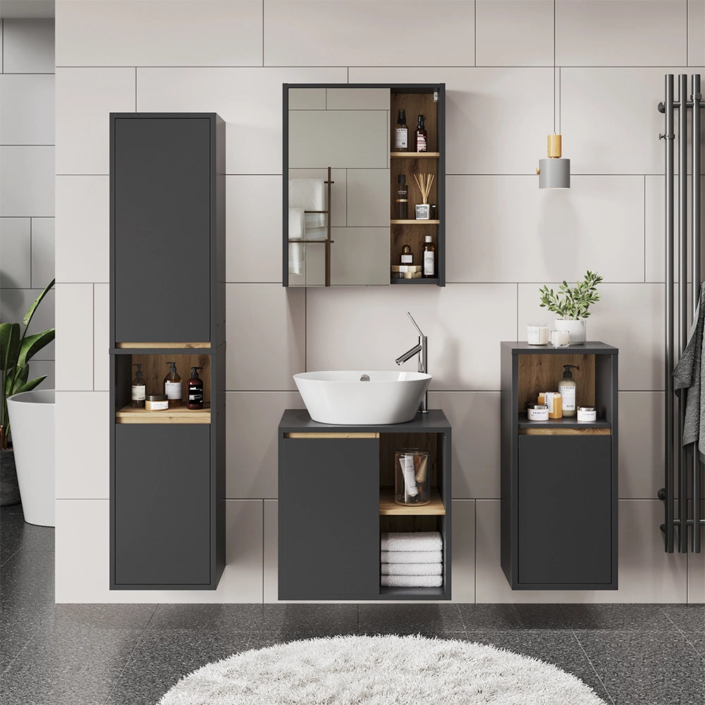 Vicco Armadio per il bagno Grigio/Artisan 38 x 170 cm con 2 porte