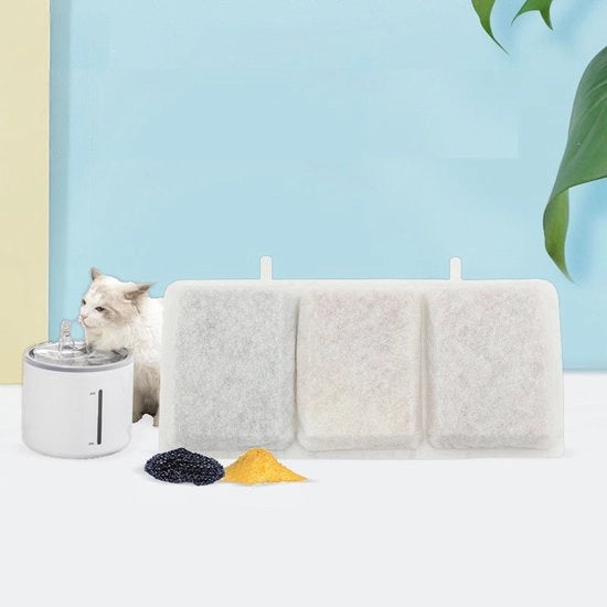 12 pezzi di filtro per beccuto per animali con tre compartimenti filtro quadrato in cotone filtro impurità dell'acqua dispenser di attivato carbonio per sostituire il filtro
