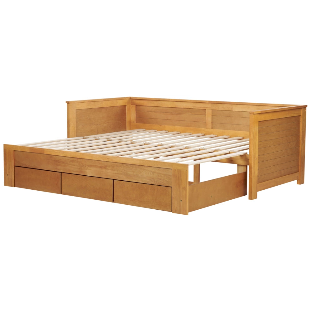 Letto singolo in legno MDF 3 Cassetti a Doghe con contenitore 90/180 x 200 cm cameretta ospiti