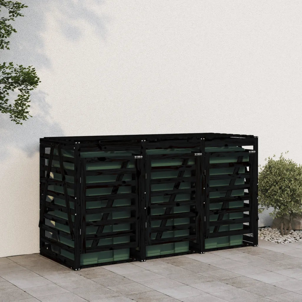 Copribidone Triplo Nero in Legno Massello di Pino 3157695