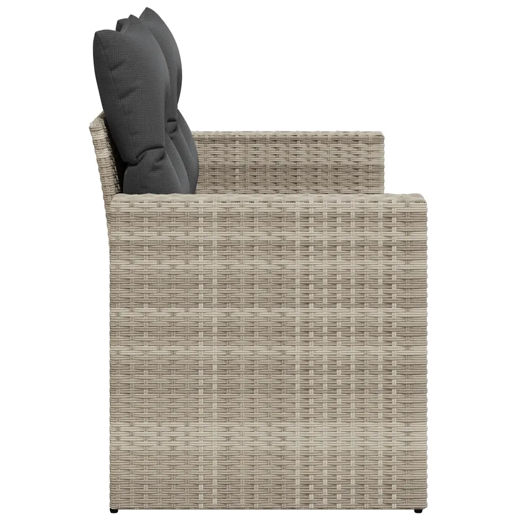 Divano da Giardino con Cuscini 2 Posti-Sofa da Giardino-Divano da esterno Grigio Chiaro Polyrattan 770504