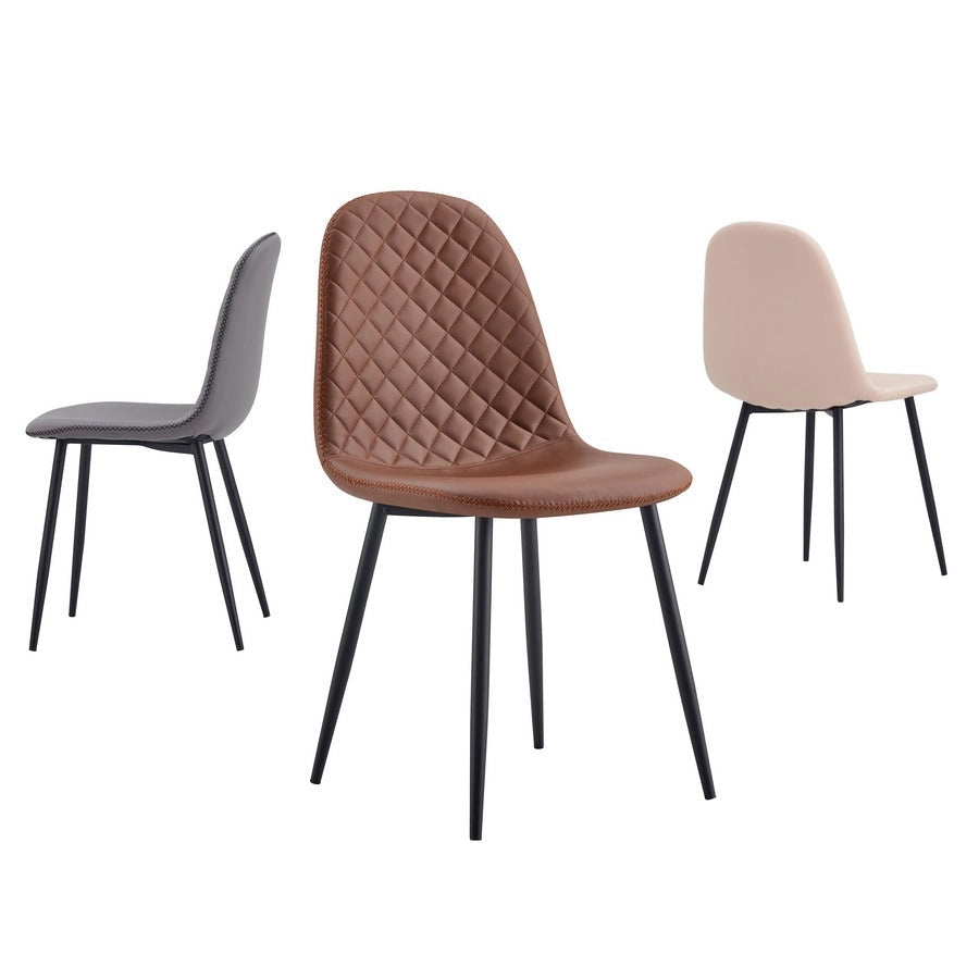 Set 4 Sedie 43x42x86 cm in Similpelle Trapuntata Bella Marrone