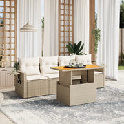 Set Divano da Giardino 5 pz con Cuscini Beige in Polyrattan 3271632