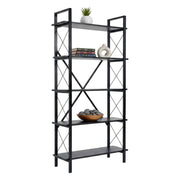 Libreria Suriel, Scaffale da ufficio, Mobile portalibri, Biblioteca, 90x34 h180 cm, Nero