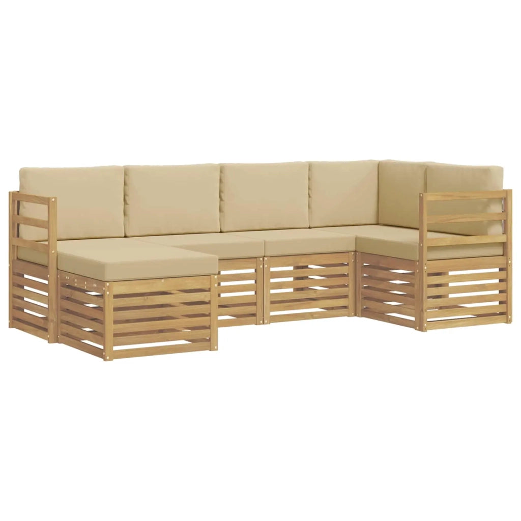 Set di divani da esterno 6 pcs Bianco e Beige Poliestere 3392098