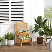 Fioriera da Esterno a Mezza Botte in Legno d'Abete con Design Verticale Rialzato, 45x45x80 cm