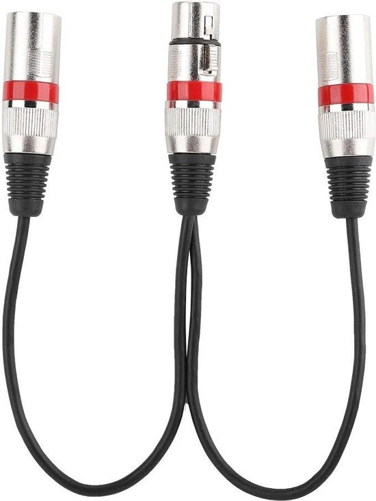 Splitter XLR 30cm, 3 pin maschio a doppio XLR femmina Y splitter adattatore.