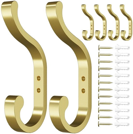 Set di 6 ganci da parete in metallo, per appendiabiti, appendiporta, ganci robusti, ganci per cappe, ganci per appendere abiti, asciugamani, cappelli, chiavi, giacche