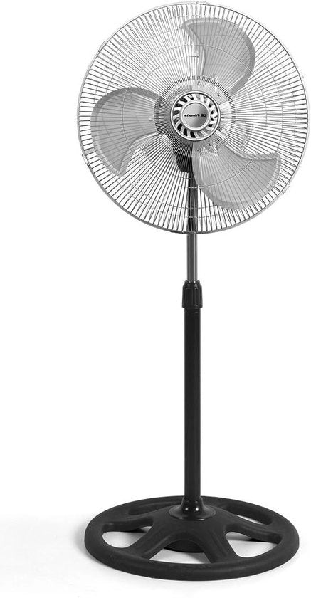Ventilatore 3 in 1 - tavolo, pavimento e muro - 3 velocità - oscillante - maniglia portatile - griglia di protezione - dimensione ala 45 cm - 90 W - plastica - nero