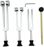 Set di 4 Viti per Tonalità (128, 256, 512 Hz) con Martello per Terapia e Relaxamento