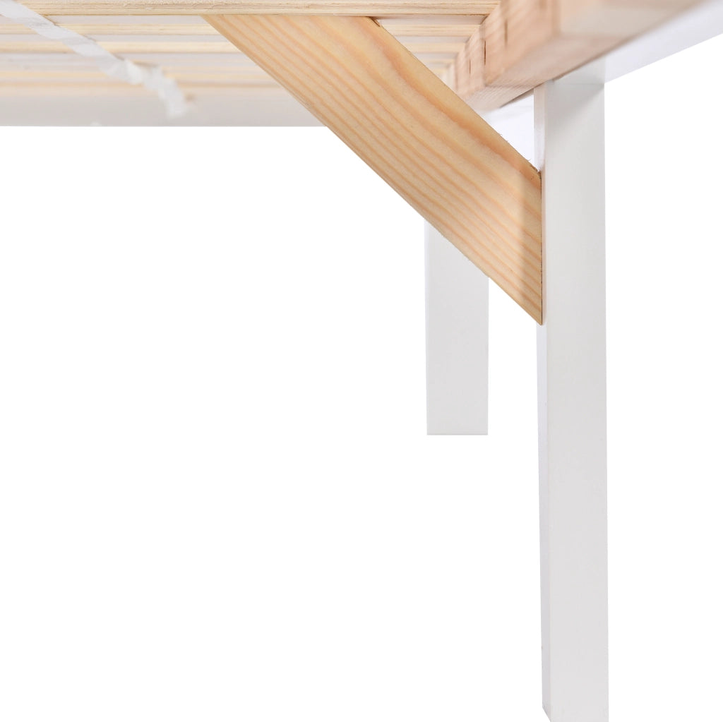 Letto a casetta con finestre e 2 cassetti 207x97x174 cm; struttura robusta in legno; bianco