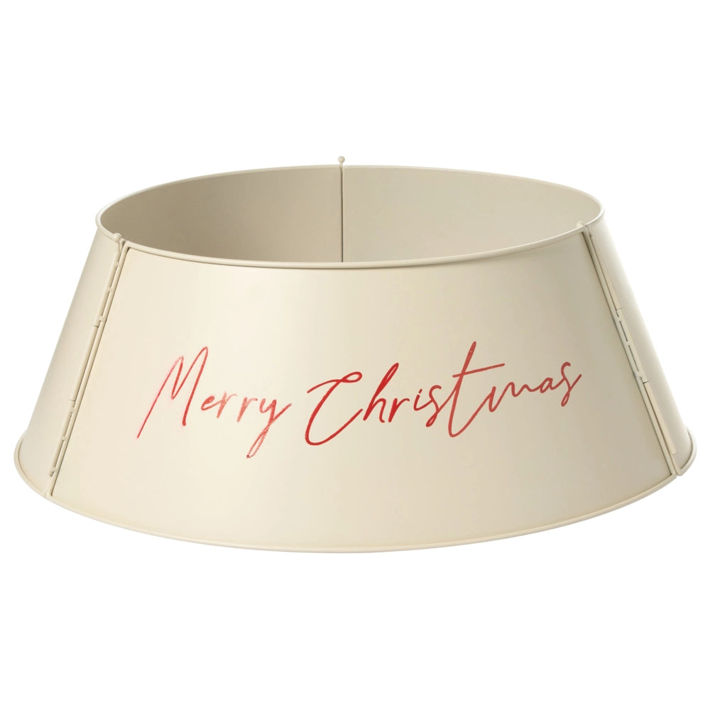 Copribase Albero di Natale Collare Beige Ferro Metallo Moderno Rotondo Accessori Casa Copertura per Tronco Natale