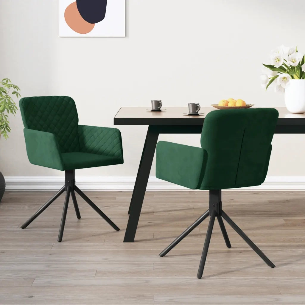 Sedie da Pranzo Girevoli 2 pz | Sedie da cucina Verde Scuro in Velluto