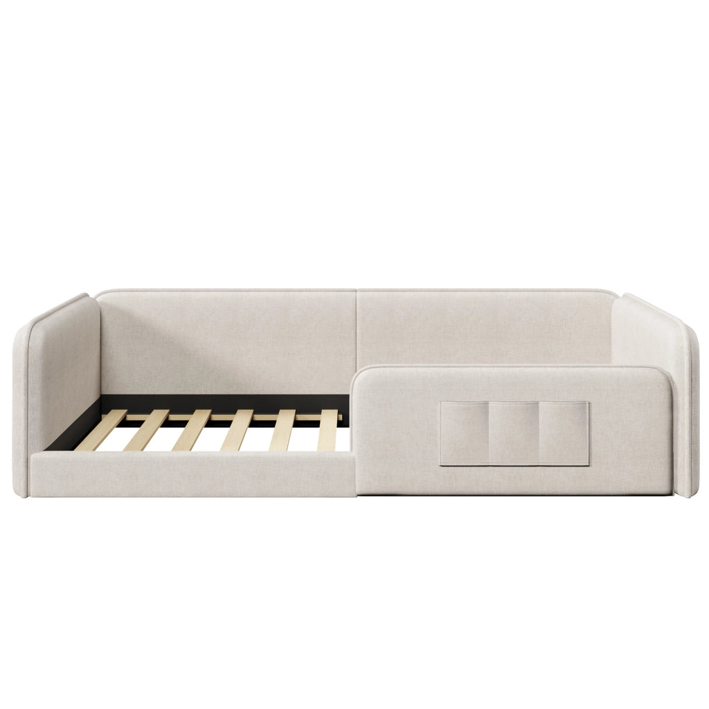 Letto 140x200 cm - Letto imbottito,Copriletto in lino,Beige
